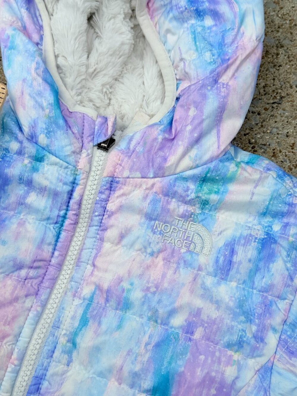 The North Face Girls Reversible Jacket Pastel Fleece Puffer Y2K Coquette 4308